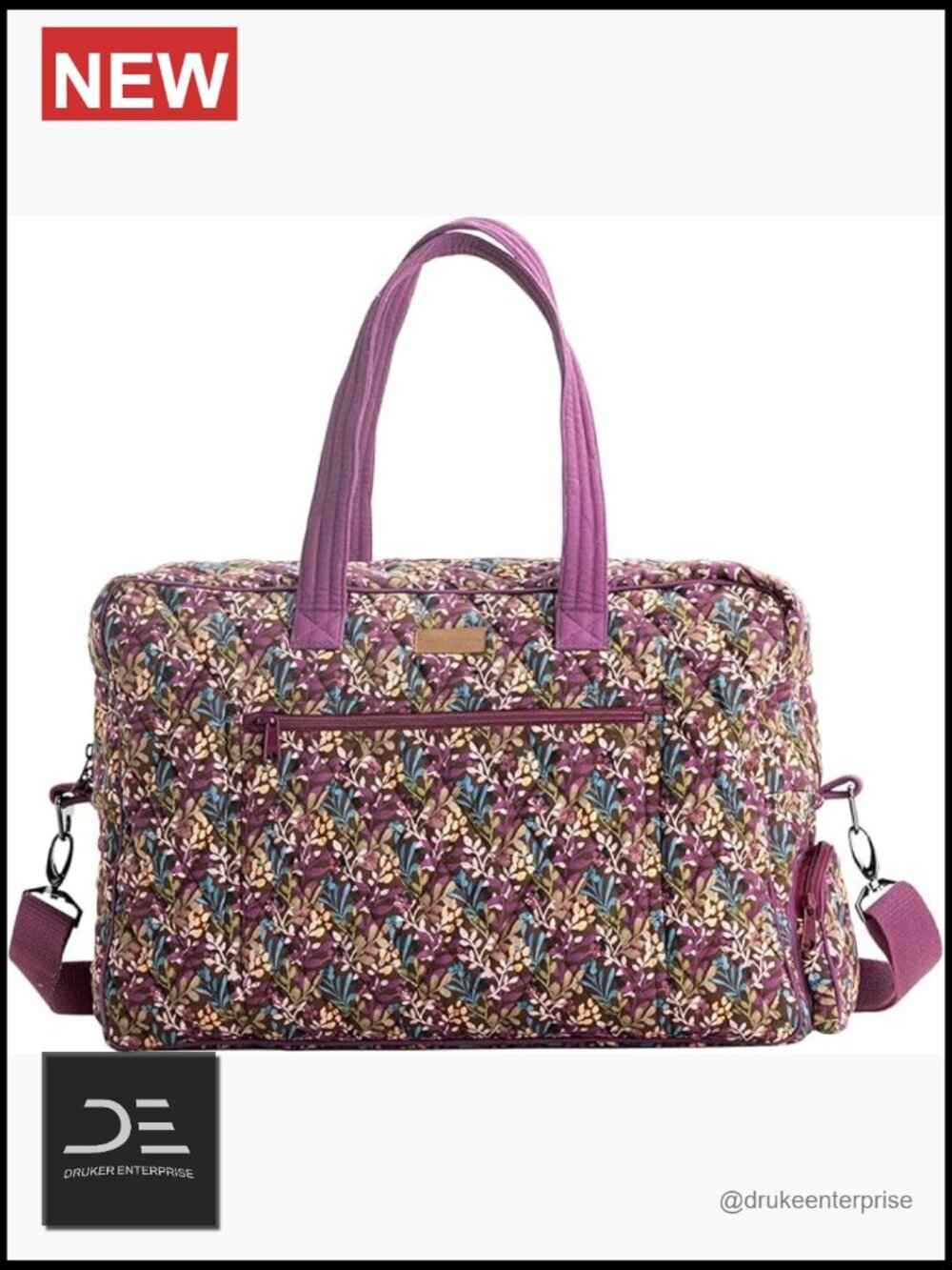Cotton Quilted Duffel Overnight Weekend Travel Bag Gym Luggage